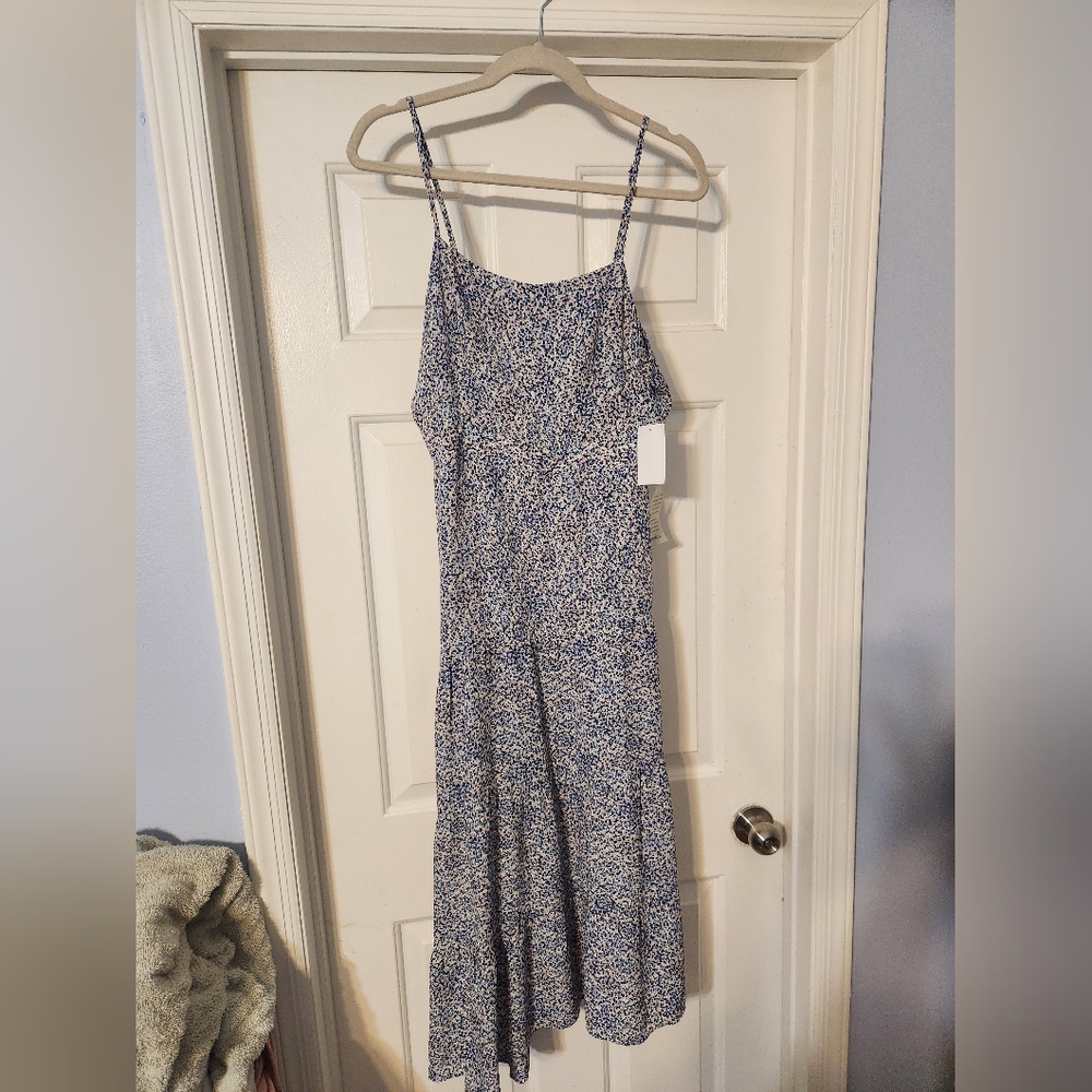 Floral Blue Spaghetti Strap Dress
